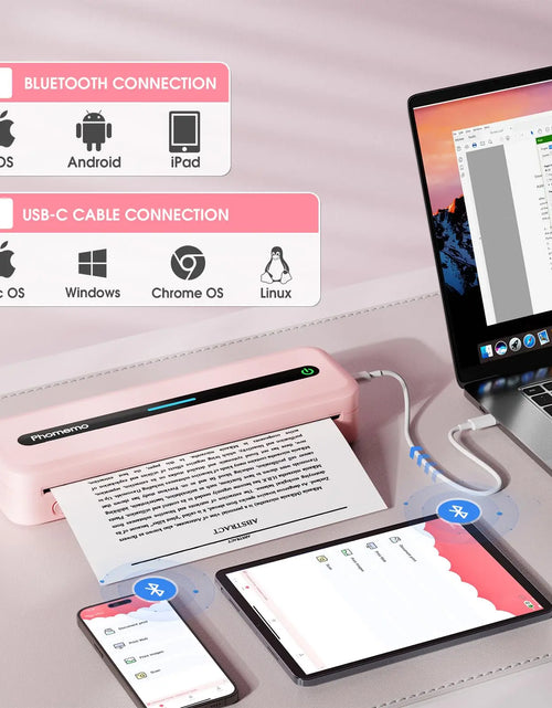 Load image into Gallery viewer, Portable Printer Wireless for Travel 300DPI Thermal Inkless Bluetooth Mobile Printer Compatible with Android Ios Phone &amp; Laptops

