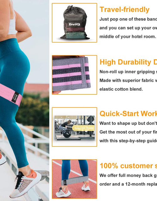Load image into Gallery viewer, Booty Bands Fabric Resistance Bands for Legs and Butt - Non Slip Cloth Hip Bands Elastic Workout Bands - Activate Glutes and Thighs - Made of Premium Elastic Fabric
