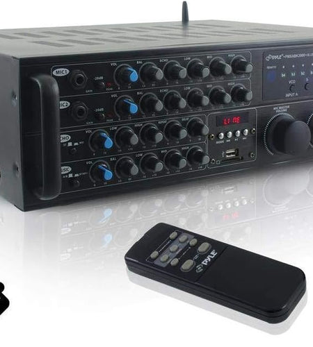 Dual Channel Bluetooth Mixing Amplifier - 2000W Rack Mount Karaoke Sound Mixer Audio Home Stereo Receiver Box System W/ RCA, USB, AUX - for Speaker, PA, Home Theater, Studio/Stage -  PMXAKB2000