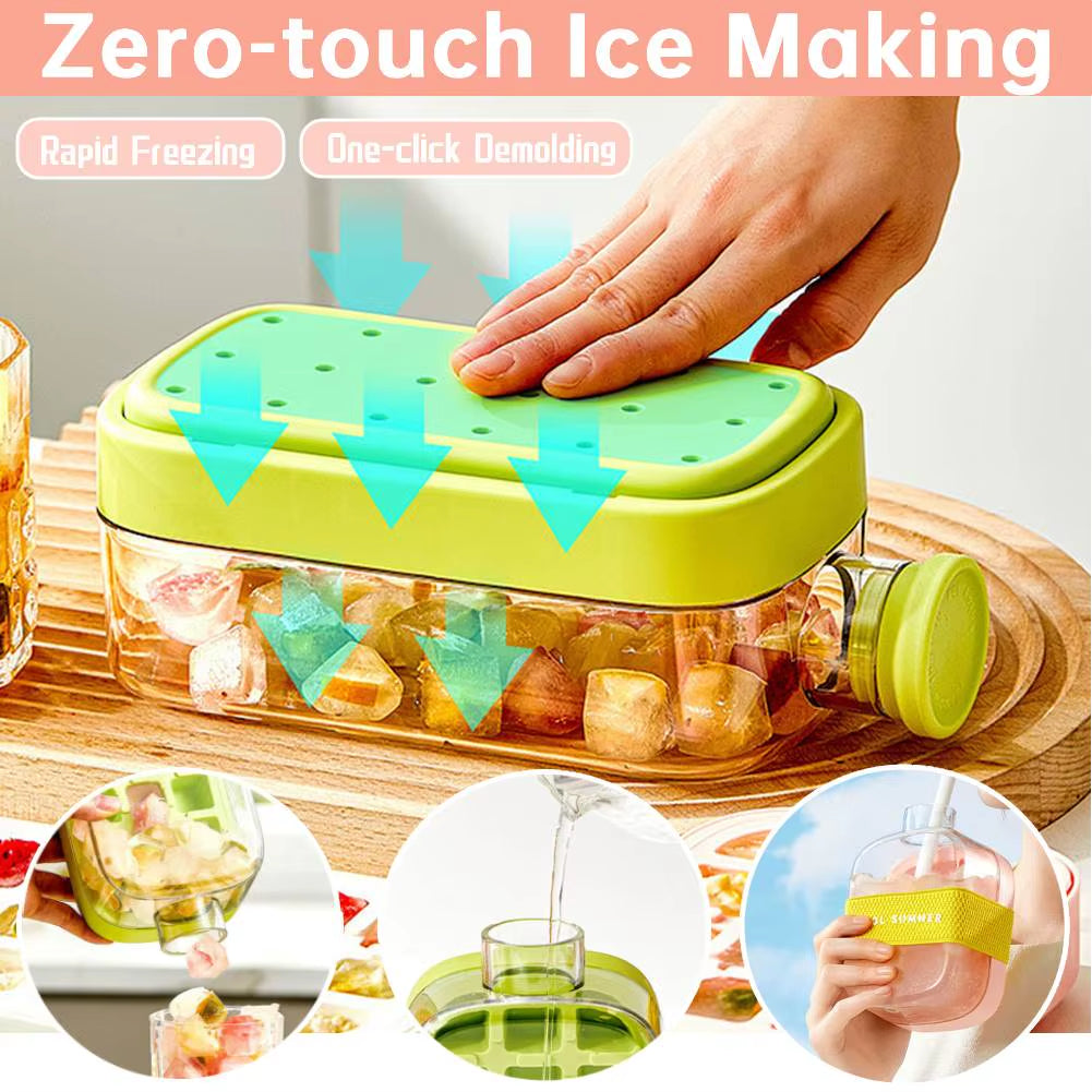 ChillSip Bottle Set – Stylish Water Bottle with Straw & Zero-Contact Ice Cube Tray