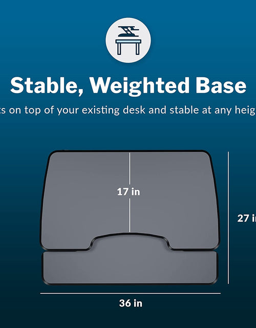 Load image into Gallery viewer, - desk Essential 36 - Two-Tier Standing Desk Converter for Monitor &amp; Accessories - Height Adjustable Sit Stand Desk - Fully Assembled Monitor Riser for Home Office - 36" Wide, Black
