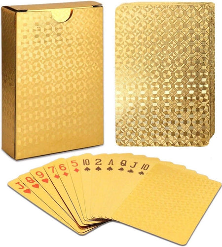 Deck of Cards, Gold Deck of Cards, Gold Playing Cards, Gold Waterproof Playing Cards, Waterproof Playing Cards, Poker Cards, Deck of Waterproof Cards, Washable Flexible, Use for Party and Game
