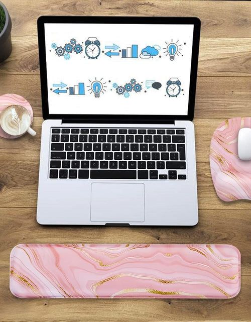 Load image into Gallery viewer, Keyboard Wrist Rest Mouse Pad Wrist Support for Computer Desktop/Laptop/Notebook Memory Foam Keyboard Pad Ergonomic Hand Rest Wrist Cushion for Home Office Gaming - Pink Fluid
