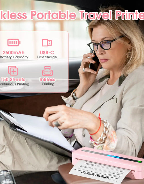 Load image into Gallery viewer, Portable Printer Wireless for Travel 300DPI Thermal Inkless Bluetooth Mobile Printer Compatible with Android Ios Phone &amp; Laptops
