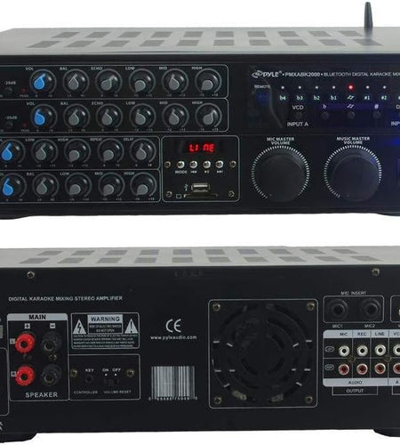 Dual Channel Bluetooth Mixing Amplifier - 2000W Rack Mount Karaoke Sound Mixer Audio Home Stereo Receiver Box System W/ RCA, USB, AUX - for Speaker, PA, Home Theater, Studio/Stage -  PMXAKB2000