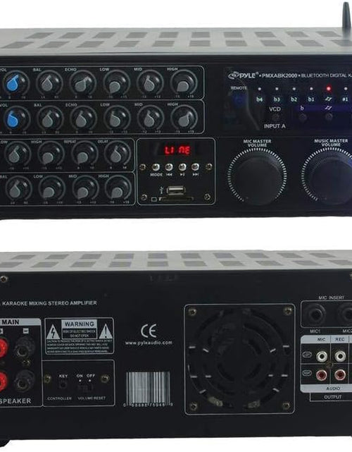 Load image into Gallery viewer, Dual Channel Bluetooth Mixing Amplifier - 2000W Rack Mount Karaoke Sound Mixer Audio Home Stereo Receiver Box System W/ RCA, USB, AUX - for Speaker, PA, Home Theater, Studio/Stage -  PMXAKB2000
