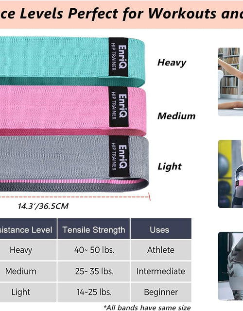 Load image into Gallery viewer, Booty Bands Fabric Resistance Bands for Legs and Butt - Non Slip Cloth Hip Bands Elastic Workout Bands - Activate Glutes and Thighs - Made of Premium Elastic Fabric
